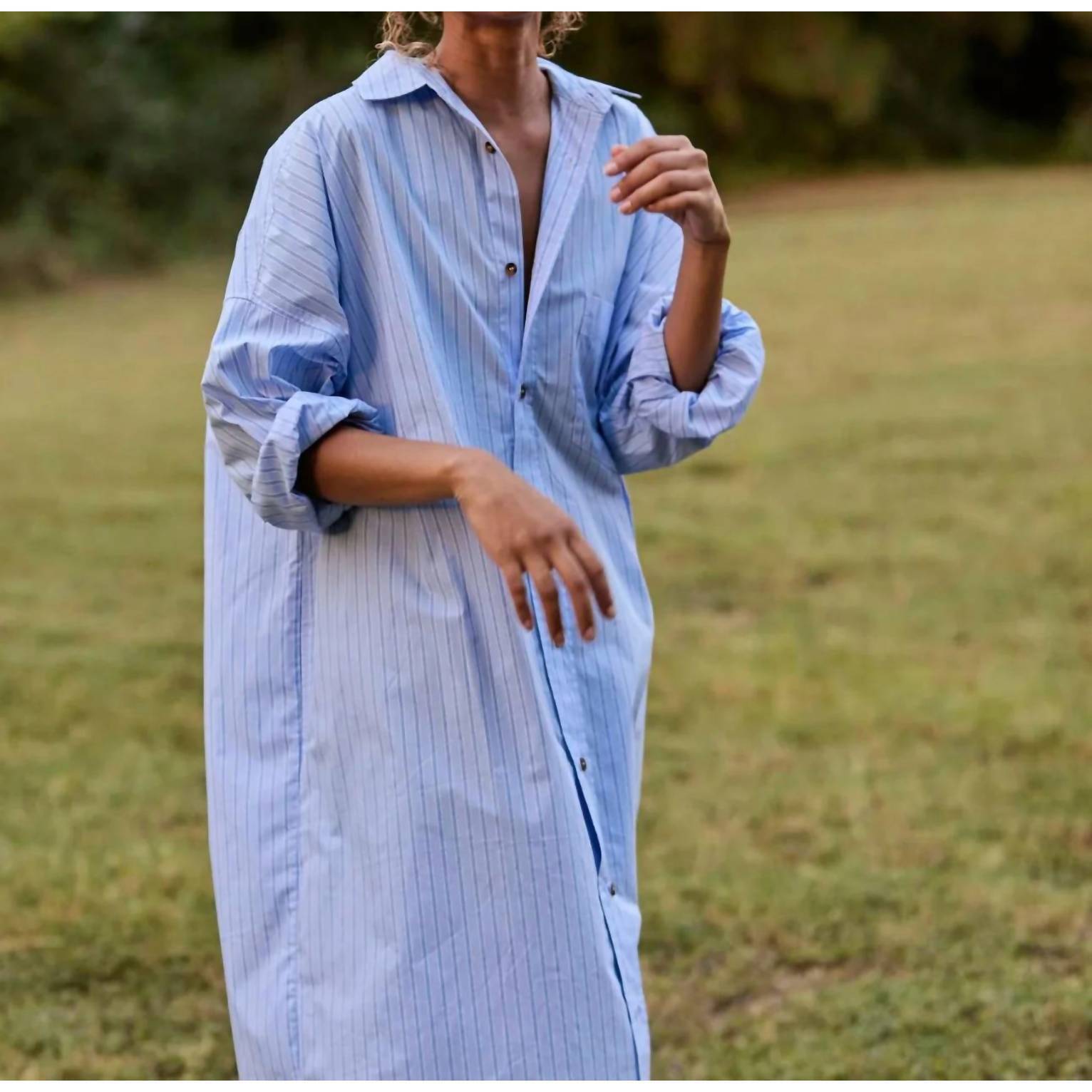 New Mamene Phoebe Dress In Aqua Stripe — image 2 of 3